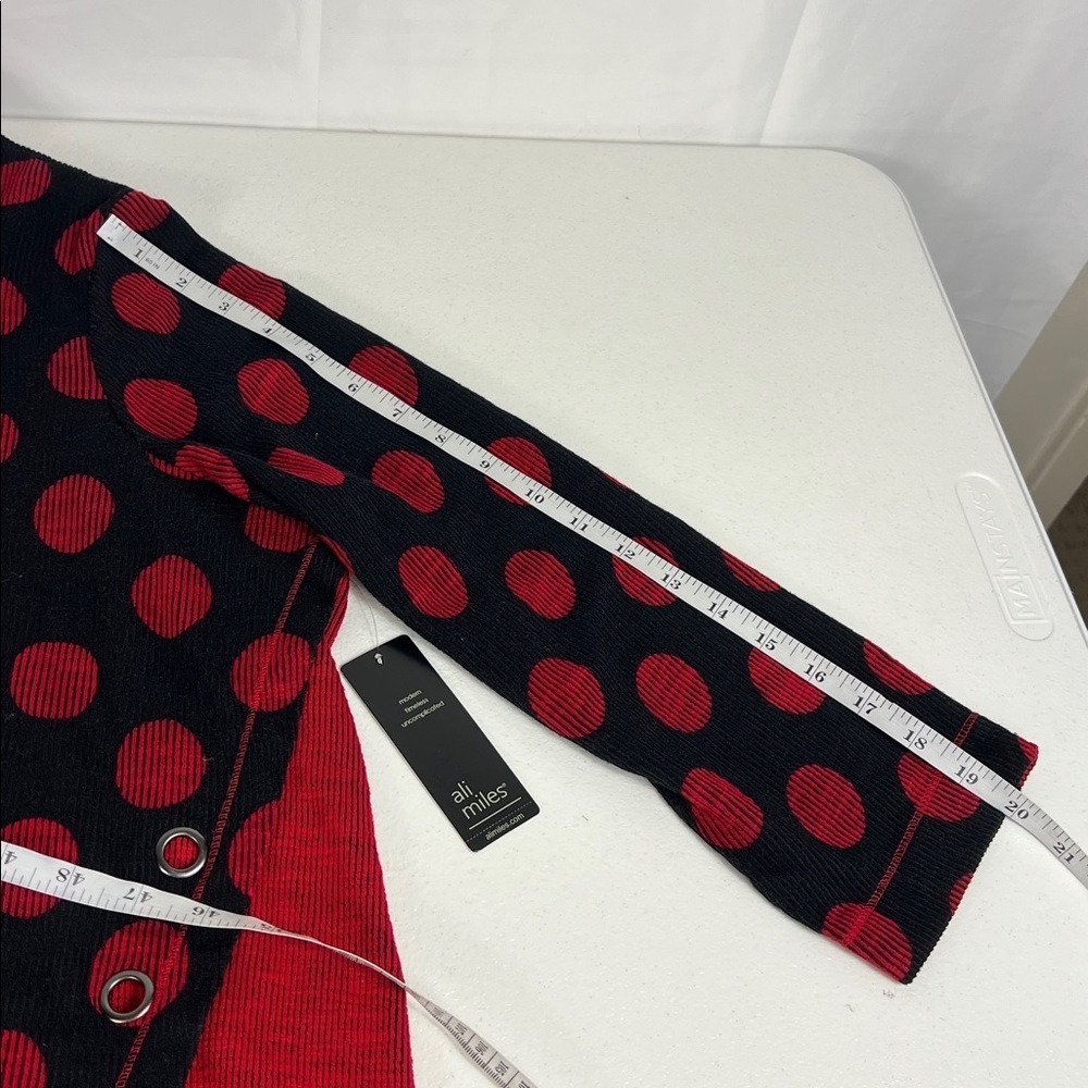 Ali Miles Sz 1X Red and Black Polka Dot Top Art to Wear Cowl Neck NWT - Picture 10 of 12